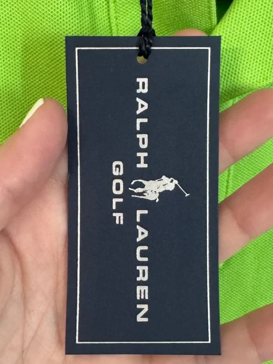 Ralph Lauren Gold Women's Short Sleeve Lime Green Big Stripe Spring Polo Sz M NW - Picture 6 of 8